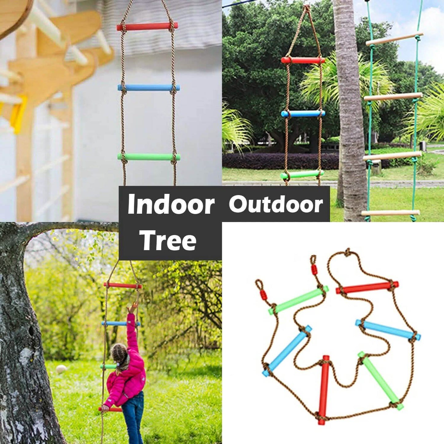 6 Rungs Swing Climbing Rope Ladder Hang for Children Playground Exercise