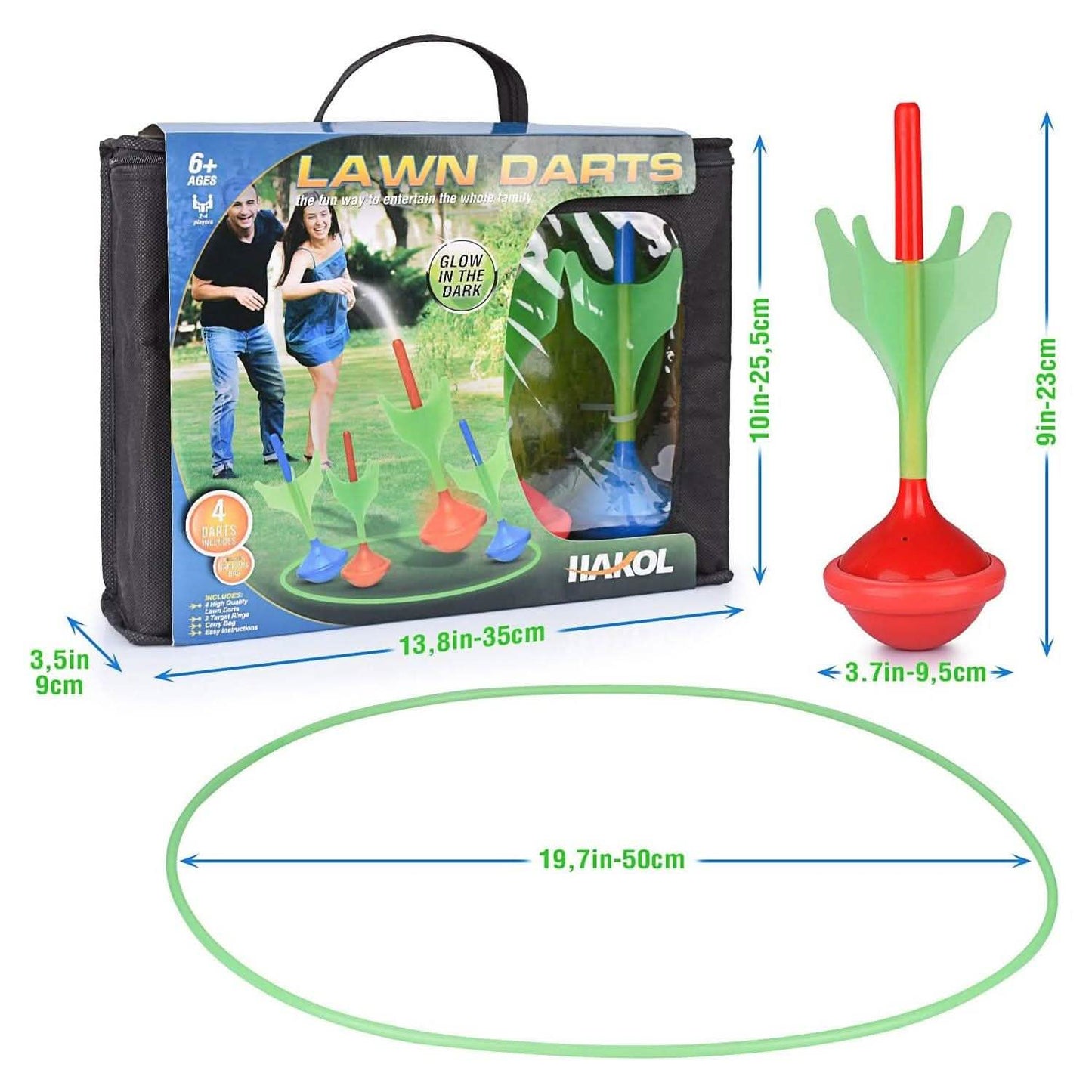 Glow in The Dark Lawn Darts Game Outdoor Backyard Toy for Kids & Adults