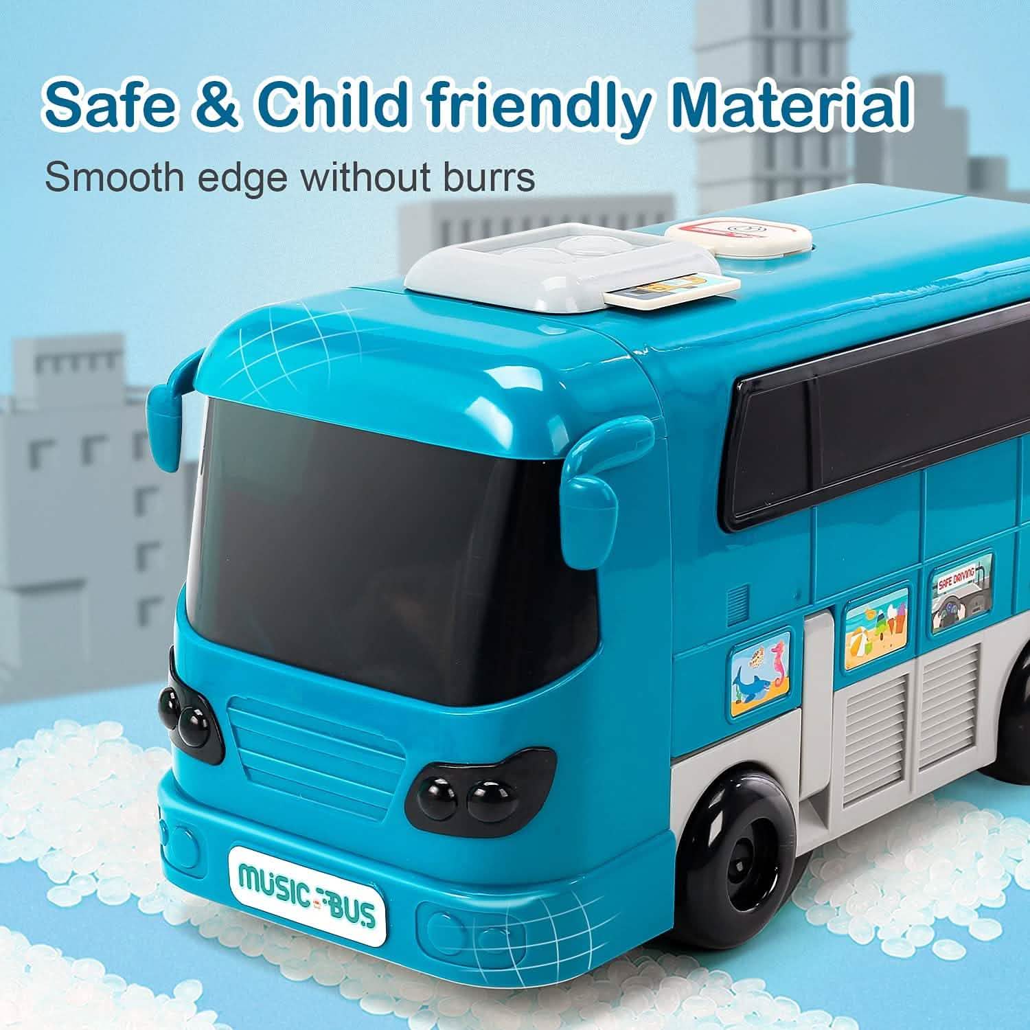 Kids Play Bus Vehicle with Sound and Light Simulation Steering Wheel Toy for Toddler